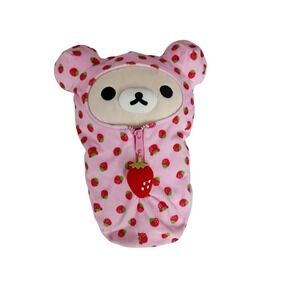 Rilakkuma plush with Sleeping Bag strawberry pink cute San-X